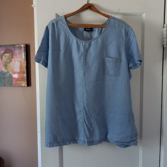 Lily Moss XL demin looking blouse - Picture 2 of 6